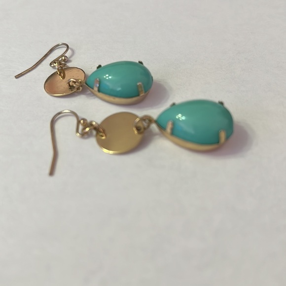 Turquoise and Gold-Tone Drop Dangle Earrings - Picture 7 of 9